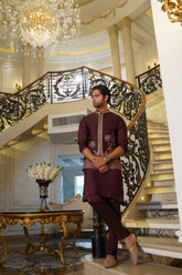 Maroon Embroidered Kurta Trouser - Noor e Fitr